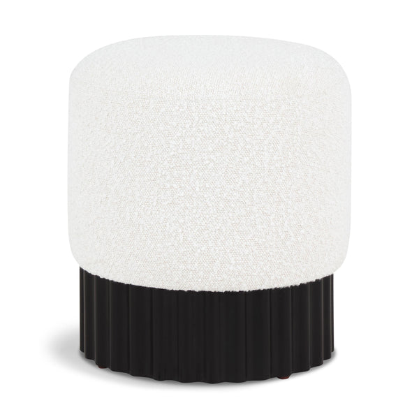 Meridian Veranda Cream Boucle Fabric Ottoman/Stool IMAGE 1