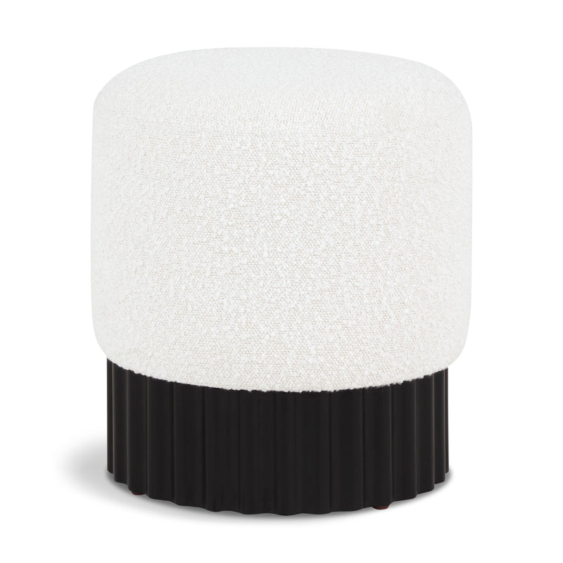 Meridian Veranda Cream Boucle Fabric Ottoman/Stool IMAGE 1