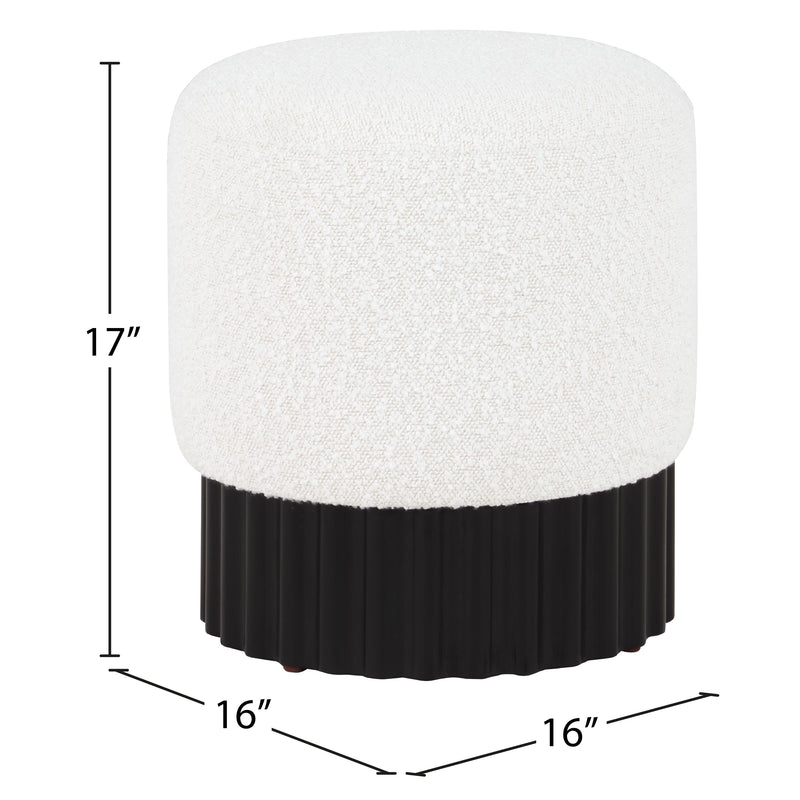 Meridian Veranda Cream Boucle Fabric Ottoman/Stool IMAGE 5