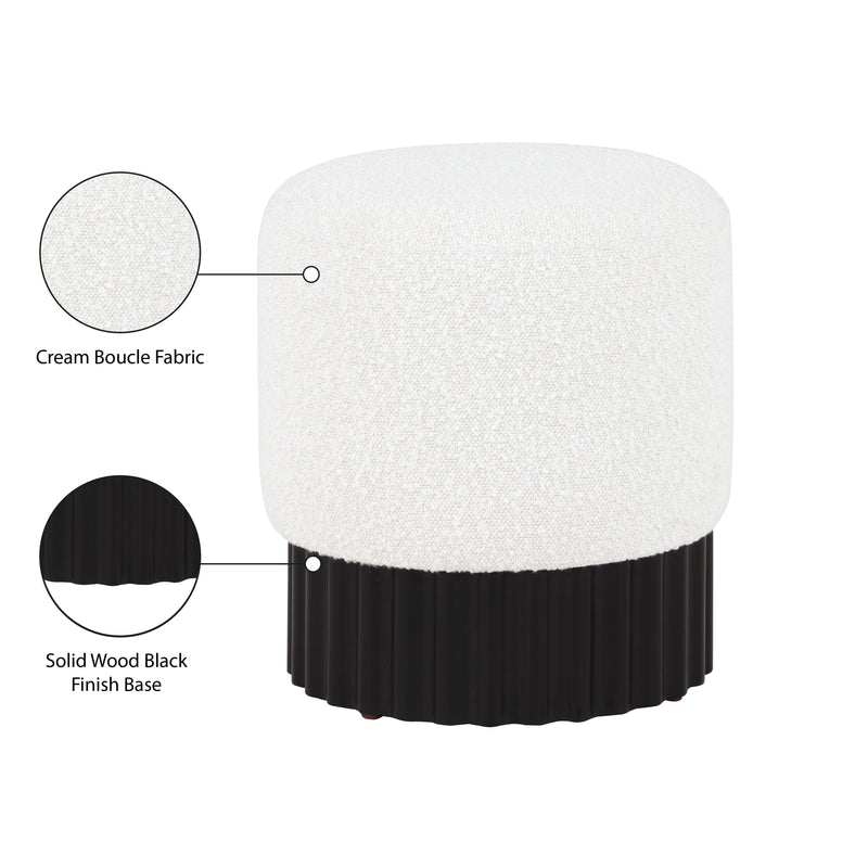 Meridian Veranda Cream Boucle Fabric Ottoman/Stool IMAGE 6