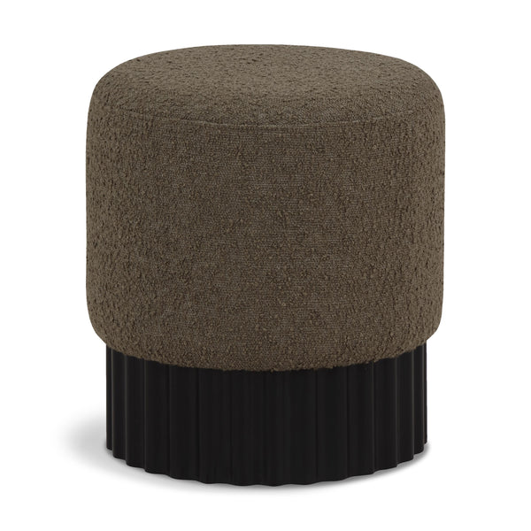 Meridian Veranda Olive Boucle Fabric Ottoman/Stool IMAGE 1