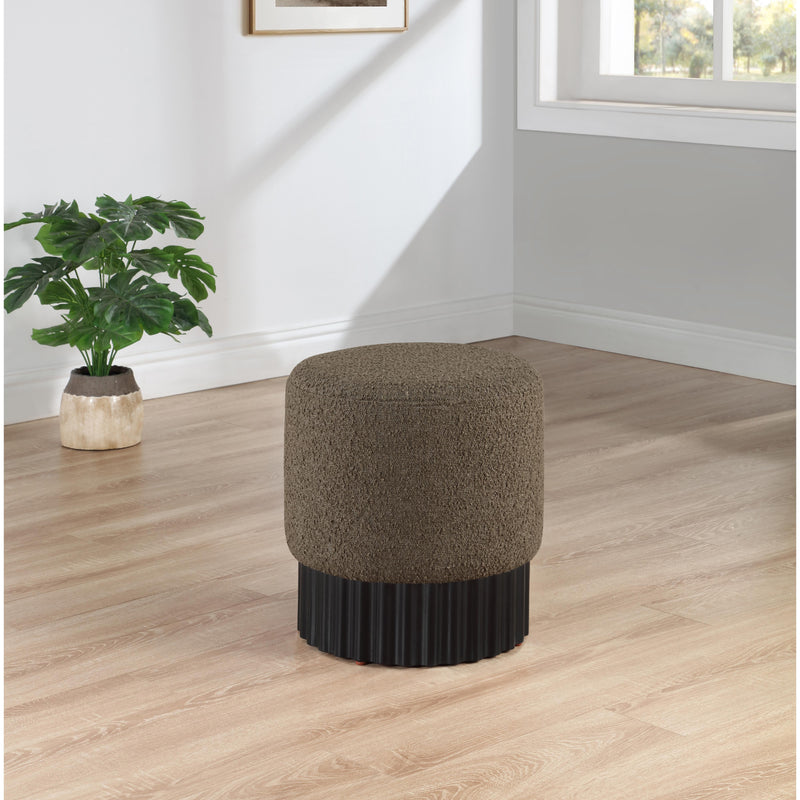Meridian Veranda Olive Boucle Fabric Ottoman/Stool IMAGE 2