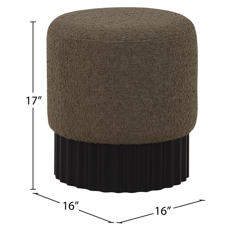 Meridian Veranda Olive Boucle Fabric Ottoman/Stool IMAGE 5