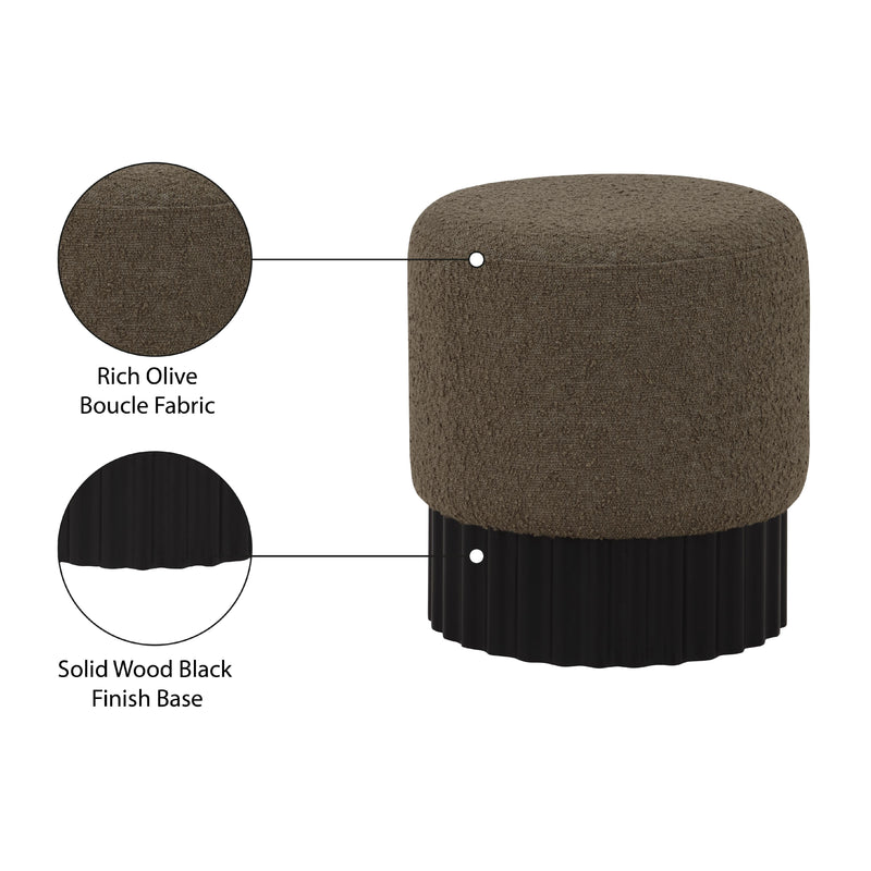 Meridian Veranda Olive Boucle Fabric Ottoman/Stool IMAGE 6