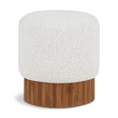 Meridian Veranda Cream Boucle Fabric Ottoman/Stool IMAGE 1