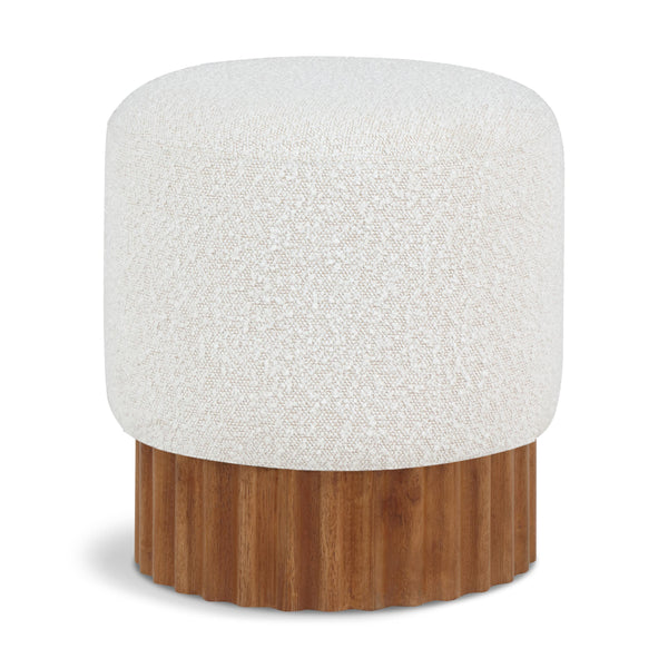 Meridian Veranda Cream Boucle Fabric Ottoman/Stool IMAGE 1