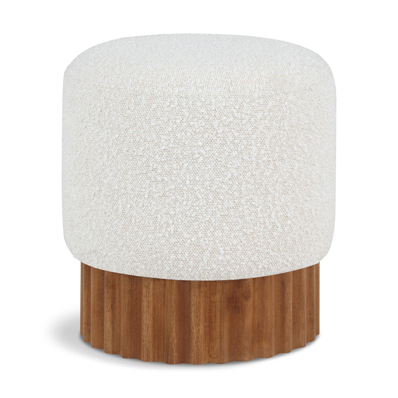 Meridian Veranda Cream Boucle Fabric Ottoman/Stool IMAGE 1
