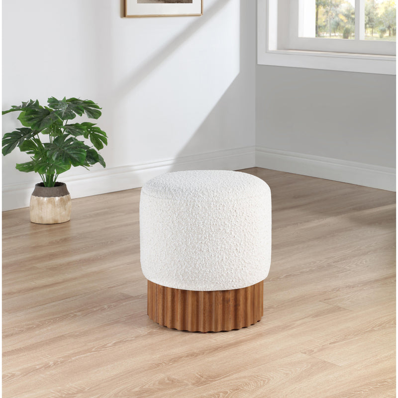Meridian Veranda Cream Boucle Fabric Ottoman/Stool IMAGE 2