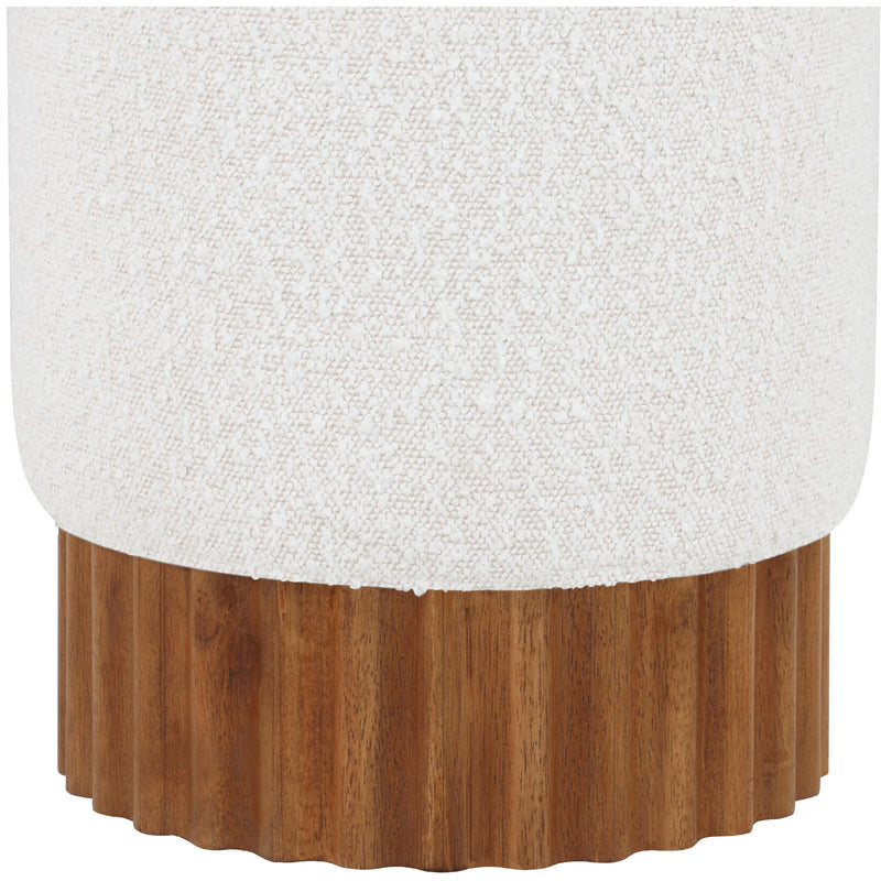 Meridian Veranda Cream Boucle Fabric Ottoman/Stool IMAGE 3