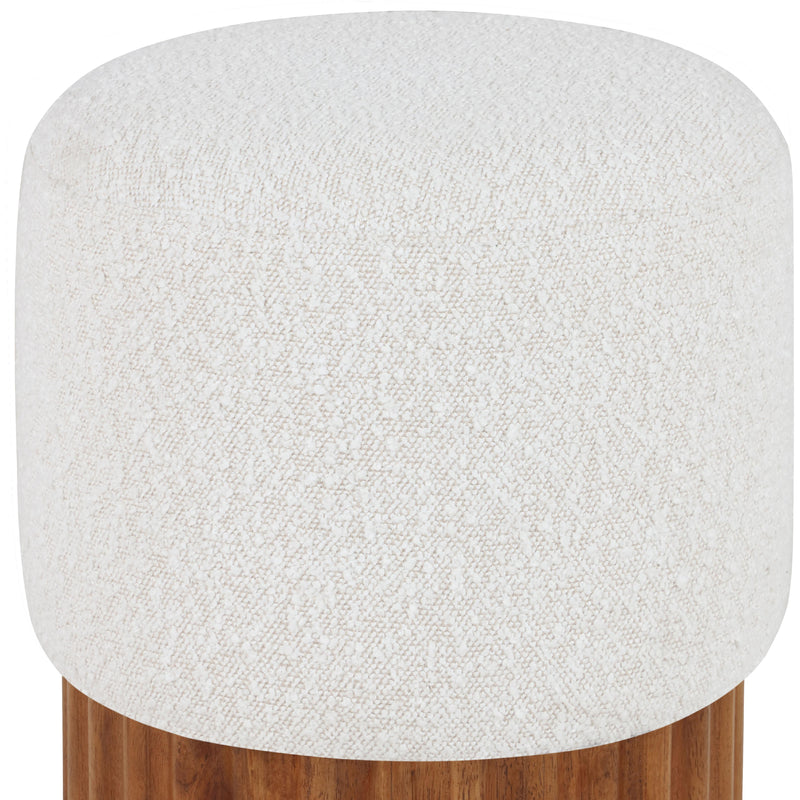 Meridian Veranda Cream Boucle Fabric Ottoman/Stool IMAGE 4