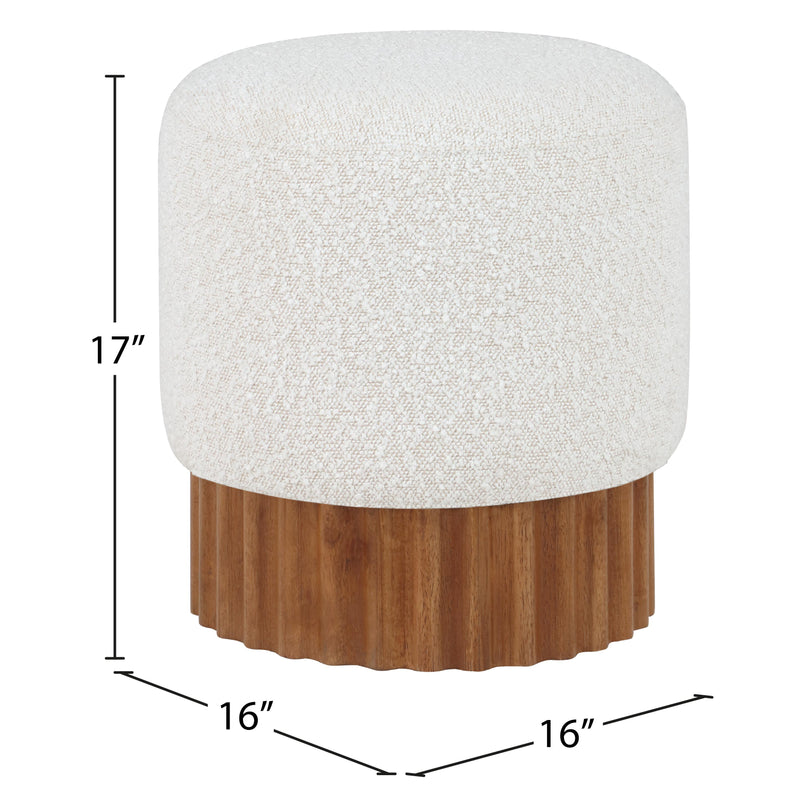 Meridian Veranda Cream Boucle Fabric Ottoman/Stool IMAGE 5