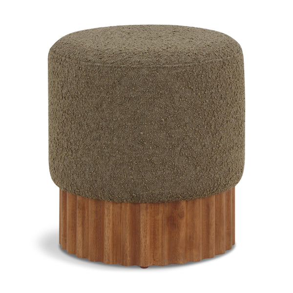 Meridian Veranda Olive Boucle Fabric Ottoman/Stool IMAGE 1