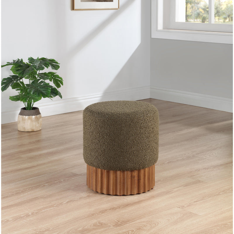 Meridian Veranda Olive Boucle Fabric Ottoman/Stool IMAGE 2