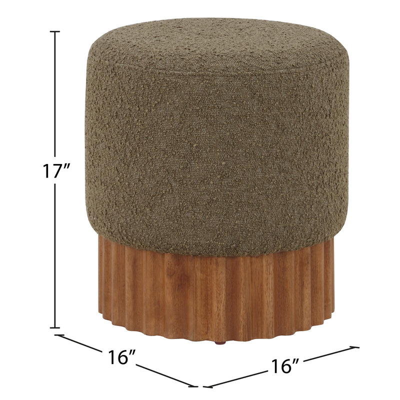 Meridian Veranda Olive Boucle Fabric Ottoman/Stool IMAGE 5