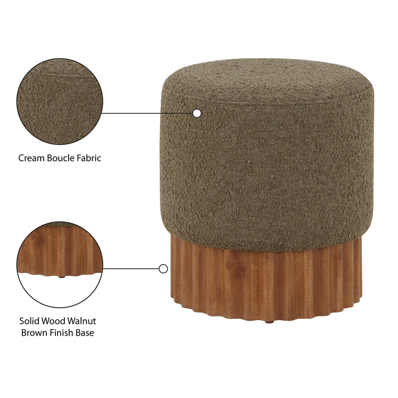 Meridian Veranda Olive Boucle Fabric Ottoman/Stool IMAGE 6