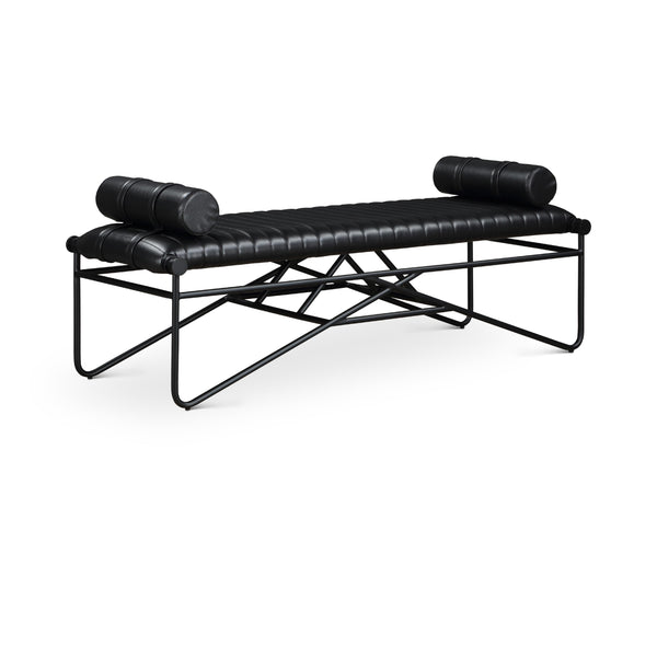 Meridian Gatsby Black Vegan Leather Bench IMAGE 1