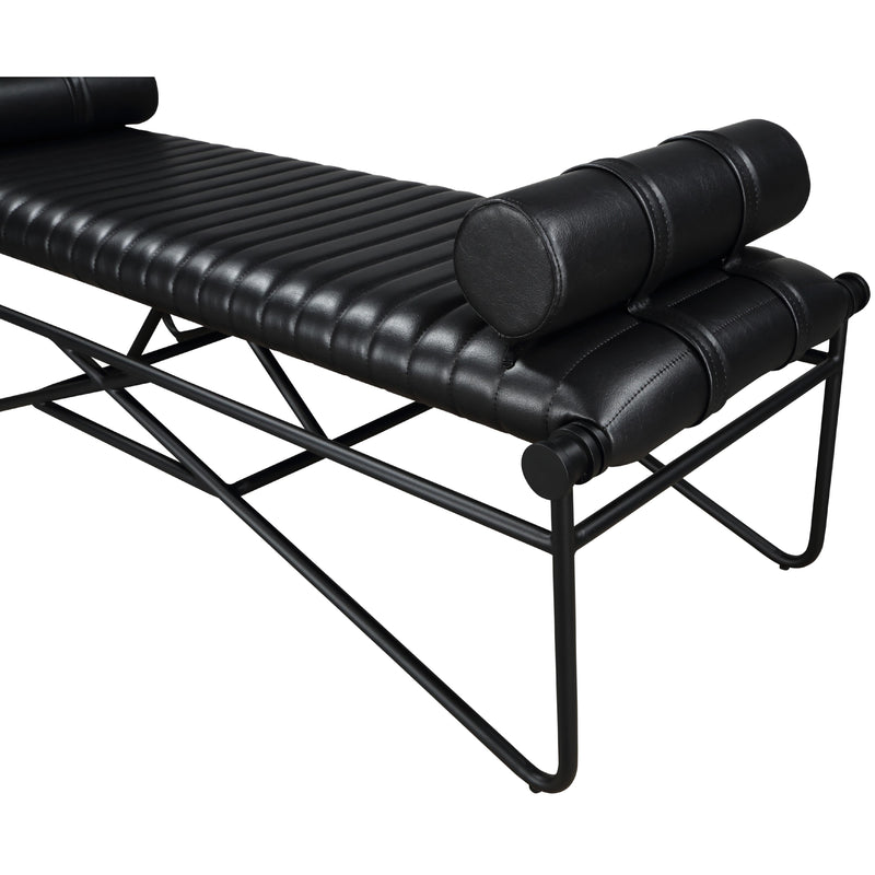 Meridian Gatsby Black Vegan Leather Bench IMAGE 5