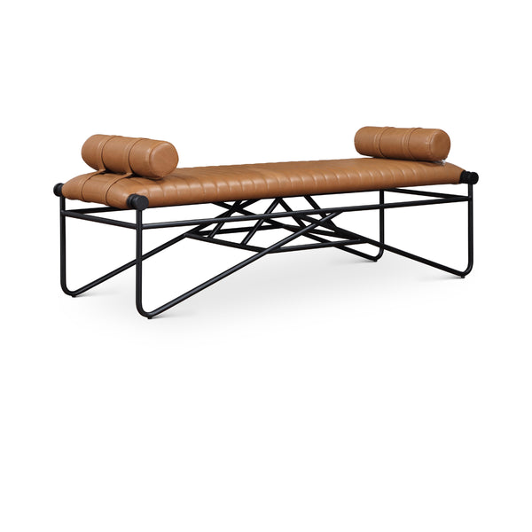 Meridian Gatsby Cognac Vegan Leather Bench IMAGE 1
