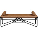Meridian Gatsby Cognac Vegan Leather Bench IMAGE 3