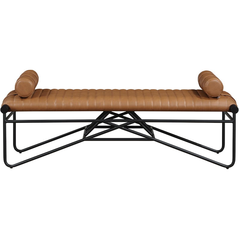 Meridian Gatsby Cognac Vegan Leather Bench IMAGE 3