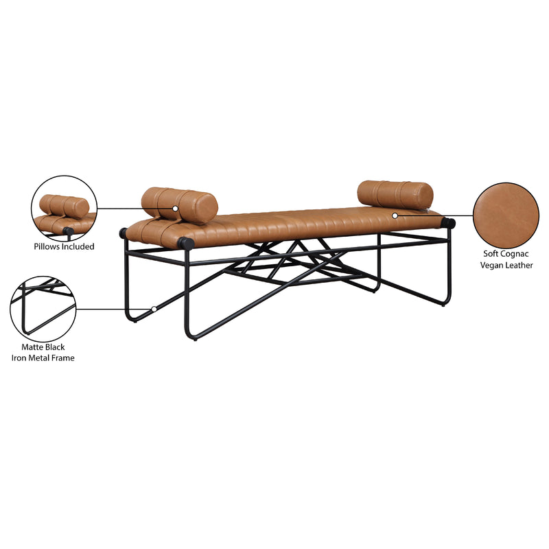 Meridian Gatsby Cognac Vegan Leather Bench IMAGE 7