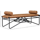 Meridian Gatsby Cognac Vegan Leather Bench IMAGE 8