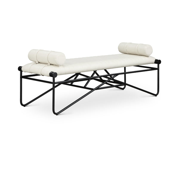 Meridian Gatsby Cream Vegan Leather Bench IMAGE 1