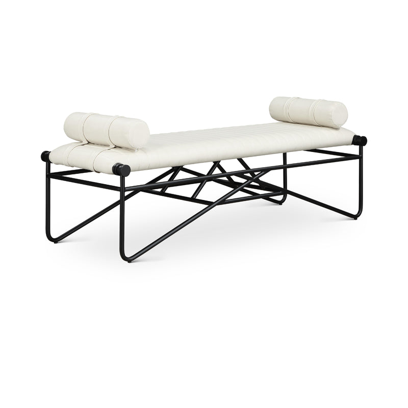 Meridian Gatsby Cream Vegan Leather Bench IMAGE 1
