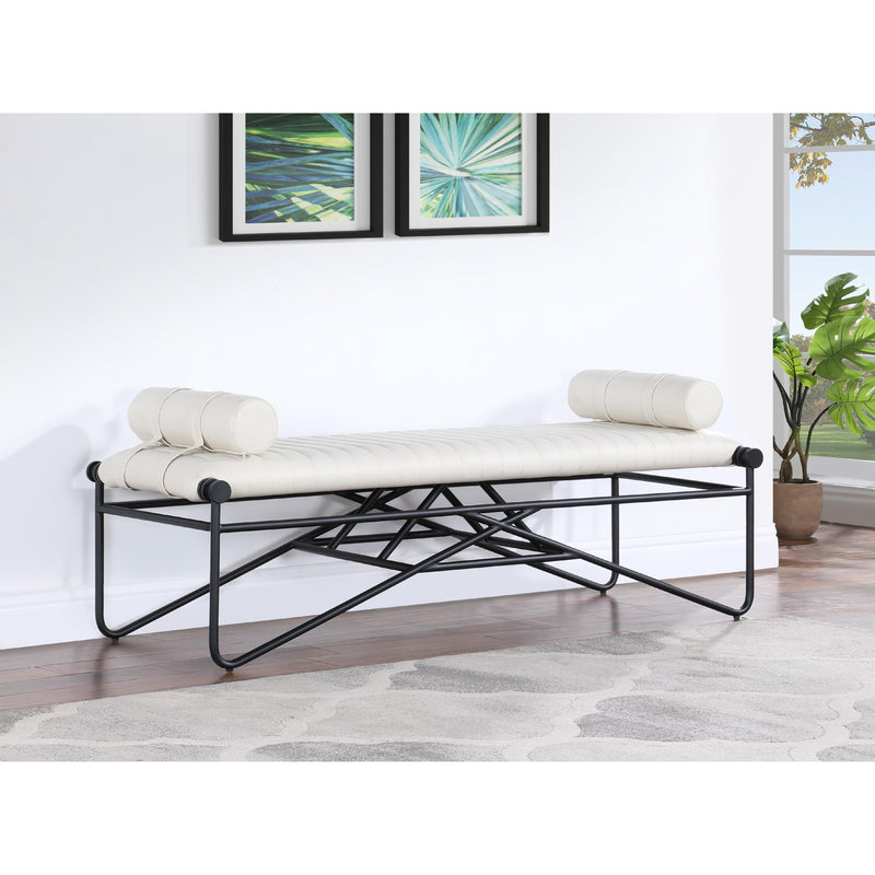 Meridian Gatsby Cream Vegan Leather Bench IMAGE 2