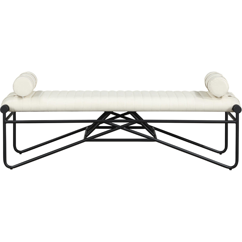 Meridian Gatsby Cream Vegan Leather Bench IMAGE 3