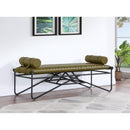 Meridian Gatsby Olive Vegan Leather Bench IMAGE 2