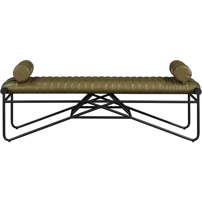 Meridian Gatsby Olive Vegan Leather Bench IMAGE 3