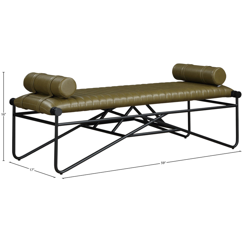 Meridian Gatsby Olive Vegan Leather Bench IMAGE 8