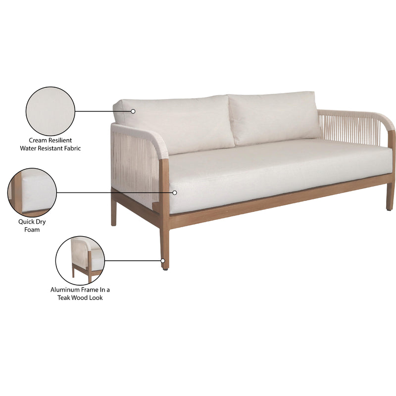 Meridian Maui Cream Water Resistant Fabric Outdoor Patio Loveseat IMAGE 7