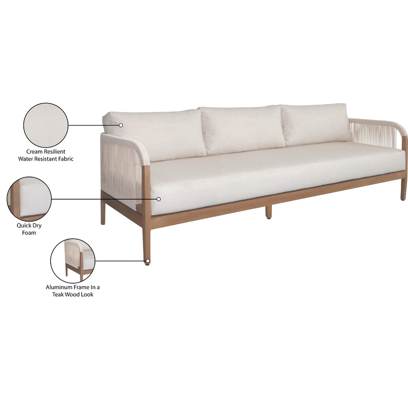 Meridian Maui Cream Water Resistant Fabric Outdoor Patio Sofa IMAGE 7