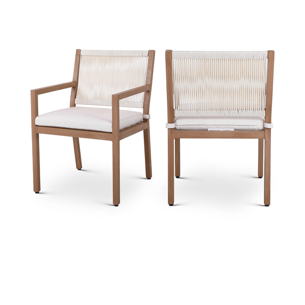 Meridian Maui Cream Water Resistant Fabric Outdoor Patio Dining Arm Chair IMAGE 1