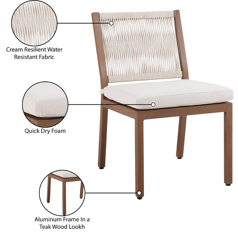 Meridian Maui Cream Water Resistant Fabric Outdoor Patio Dining Side Chair IMAGE 11