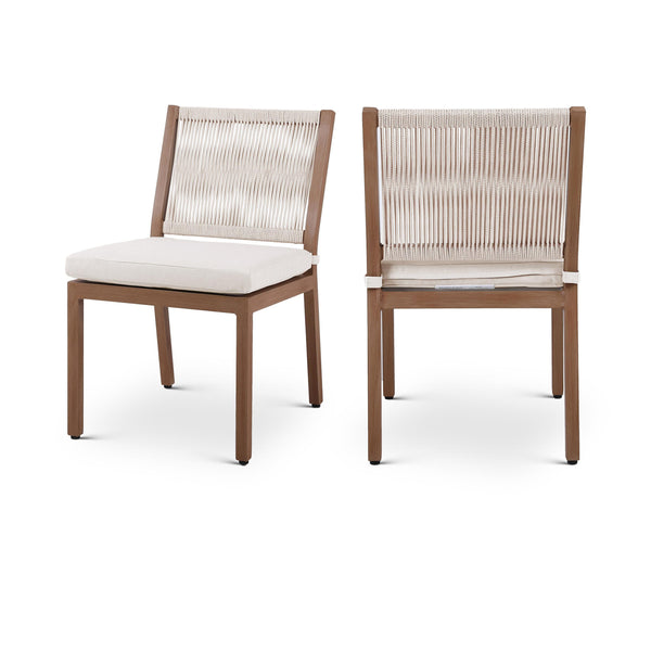 Meridian Maui Cream Water Resistant Fabric Outdoor Patio Dining Side Chair IMAGE 1