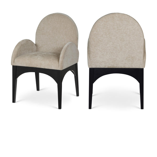 Meridian Waldorf Beige Chenille Fabric Dining Chair IMAGE 1