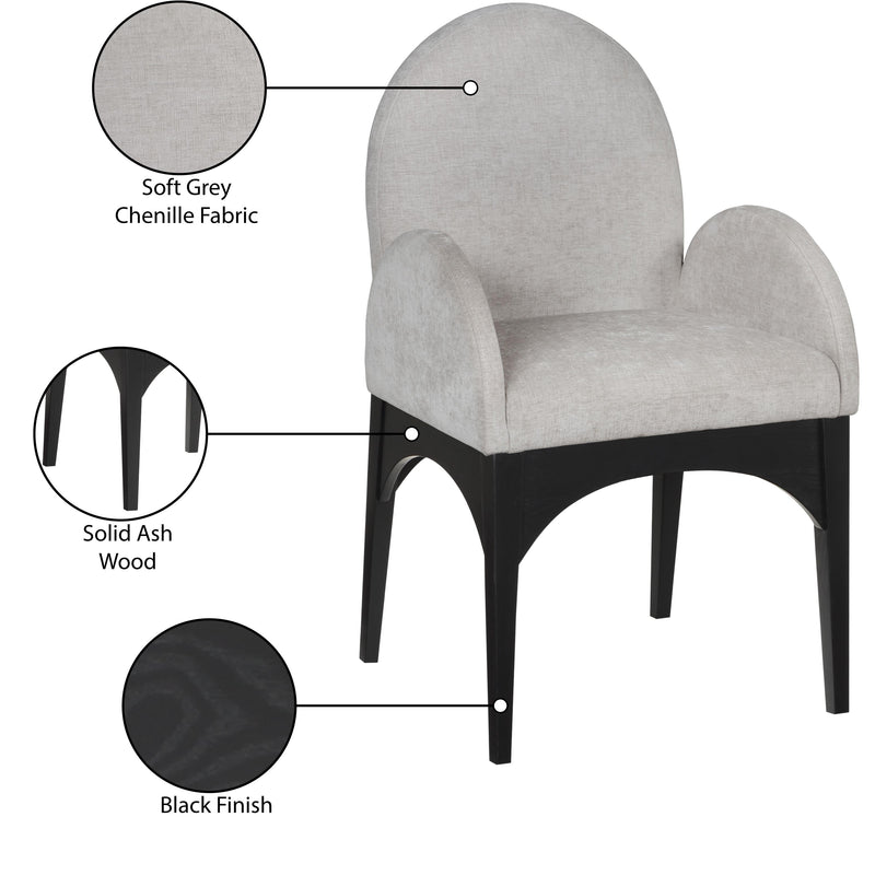 Meridian Waldorf Grey Chenille Fabric Dining Chair IMAGE 9