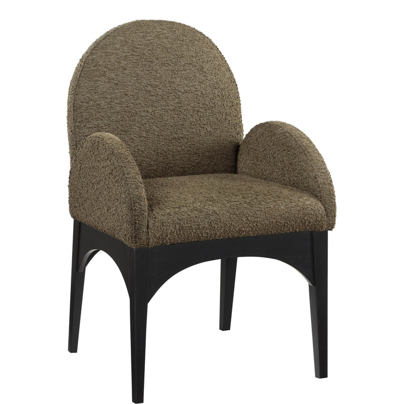 Meridian Waldorf Olive Boucle Fabric Dining Chair IMAGE 3