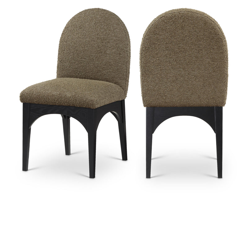 Meridian Waldorf Olive Boucle Fabric Dining Chair IMAGE 1