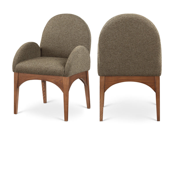 Meridian Waldorf Olive Boucle Fabric Dining Chair IMAGE 1