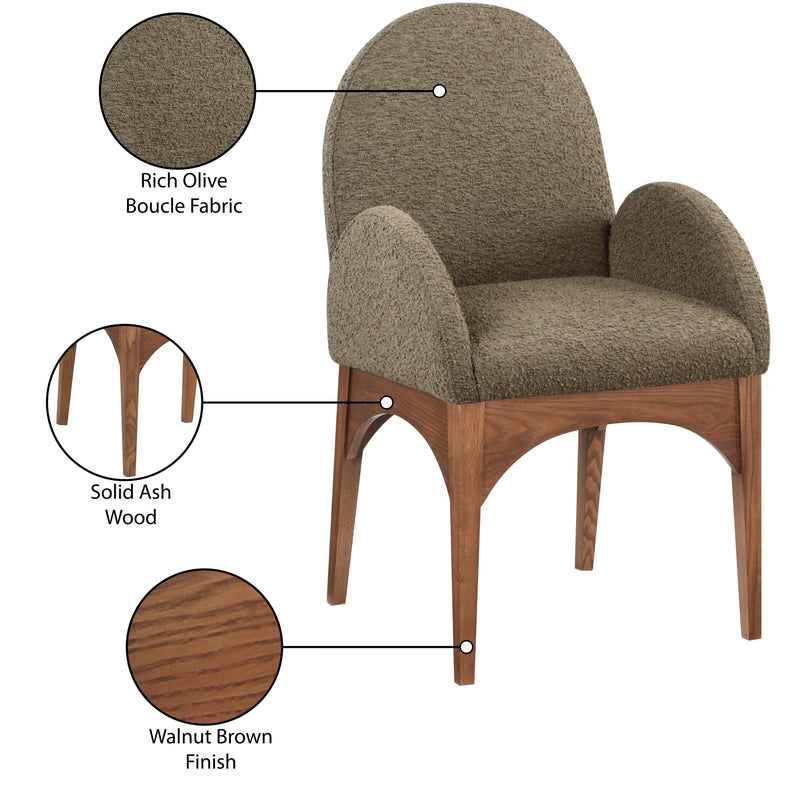 Meridian Waldorf Olive Boucle Fabric Dining Chair IMAGE 9
