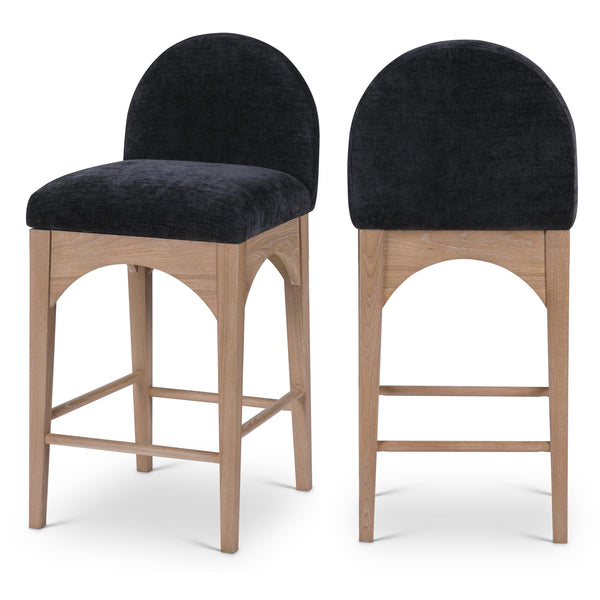 Meridian Waldorf Black Chenille Fabric Stool IMAGE 1