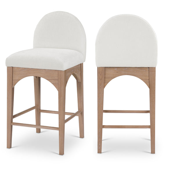 Meridian Waldorf Cream Chenille Fabric Stool IMAGE 1