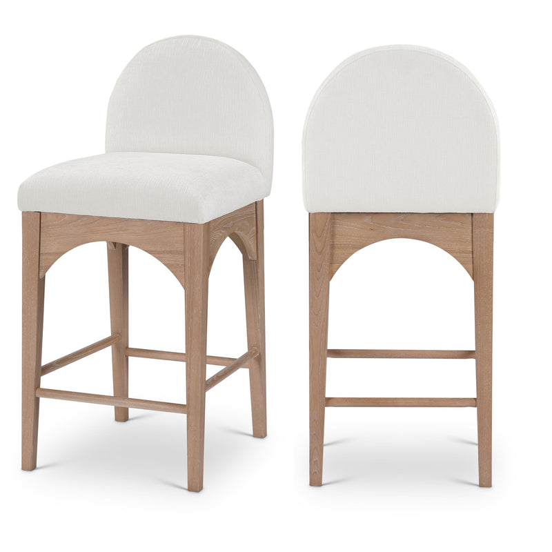 Meridian Waldorf Cream Chenille Fabric Stool IMAGE 1