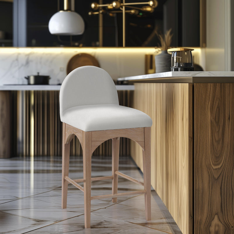 Meridian Waldorf Cream Chenille Fabric Stool IMAGE 8
