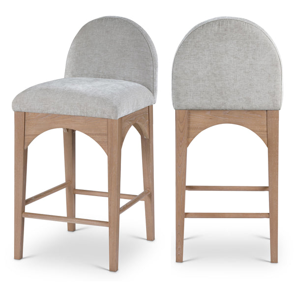 Meridian Waldorf Grey Chenille Fabric Stool IMAGE 1