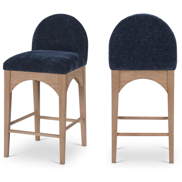 Meridian Waldorf Navy Chenille Fabric Stool IMAGE 1